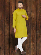Even Apparels Yellowish Green Wedding Kurta - Green