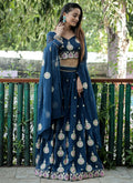 Jyoti Fashion Blue Sequence with Thread Zari Embroidery Georgette Lehenga Choli with Dupatta