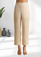 Joban Fashion Beige Linen Embroidered Readymade Cord Set - Distacart