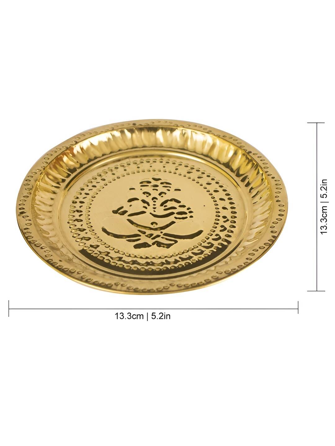 Spillbox Gold-Toned Brass Ganesha Thali Pooja Essential