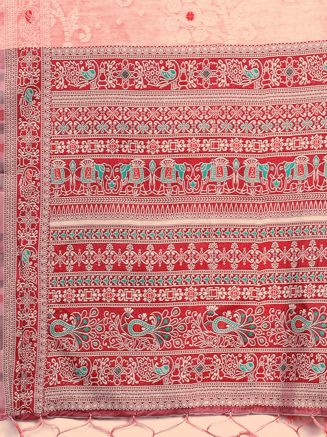 Shree Shyam Fashion Anaya Peach Linen Cotton Saree
