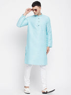 Even Apparels Blue Rayon Men's Kurta With Band Collar - Distacart