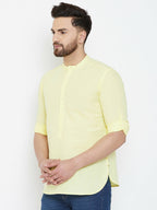 Even Apparels Yellow Color Band Collar Pure Cotton Men's Kurta - Distacart