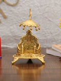 CraftVatika Gold-Polished Ladoo Gopal Singhasan/Pooja Chowki Showpiece
