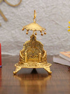 CraftVatika Gold-Polished Ladoo Gopal Singhasan/Pooja Chowki Showpiece