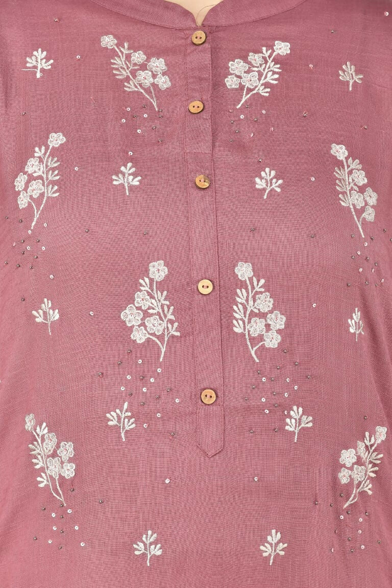 Joban Fashion Wine Cotton Rayon Kurta Set