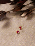 Maroon Circular Studs Earrings - Ruby Raang - Distacart