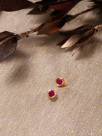 Maroon Circular Studs Earrings - Ruby Raang - Distacart