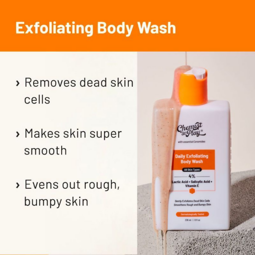 Chemist At Play Lactic Acid Exfoliating Body Wash & AHA Underarm Roll-On Combo - Distacart
