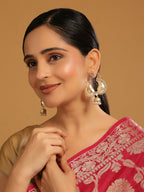 Nuyug 22K Gold Plated White Stone Studded Contemporary Mini Jhumki Dangler Earrings - Distacart