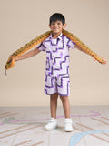 Snakes and Ladders Boys Purple Table Print Shirt and Boxer Set from Siblings Collection