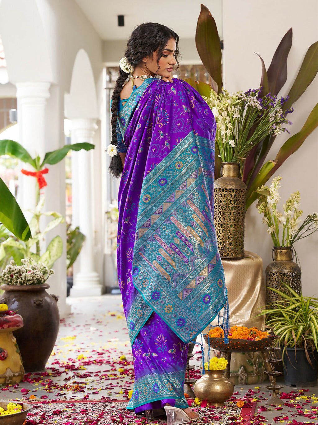 Shree Shyam Fashion Violet Soft Silk Saree - Distacart