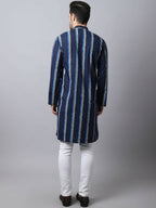 Even Apparels Navy Pure Cotton Men's Kurta With Band Collar - Distacart