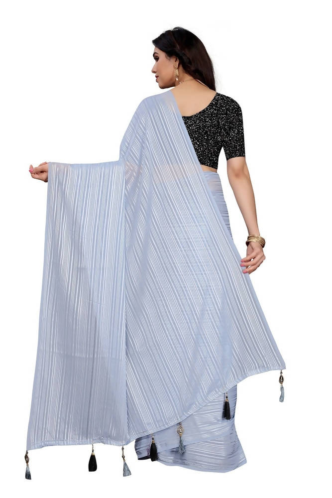 Vamika Grey Georgette Seqence Saree (Riva Grey)