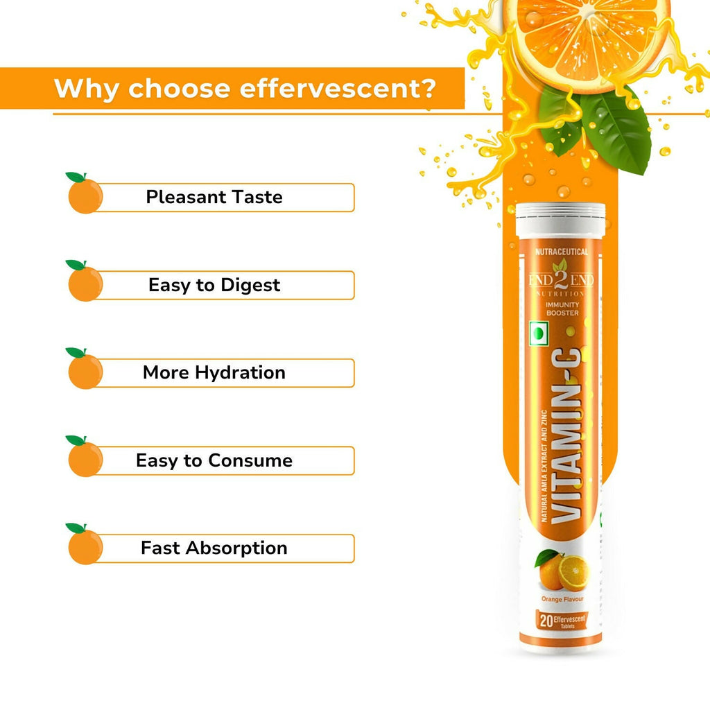End2End Nutrition Vitamin C with Natual Amla Extracts For Extra Glowing Skin & Stronger Immunity Tablets - Distacart