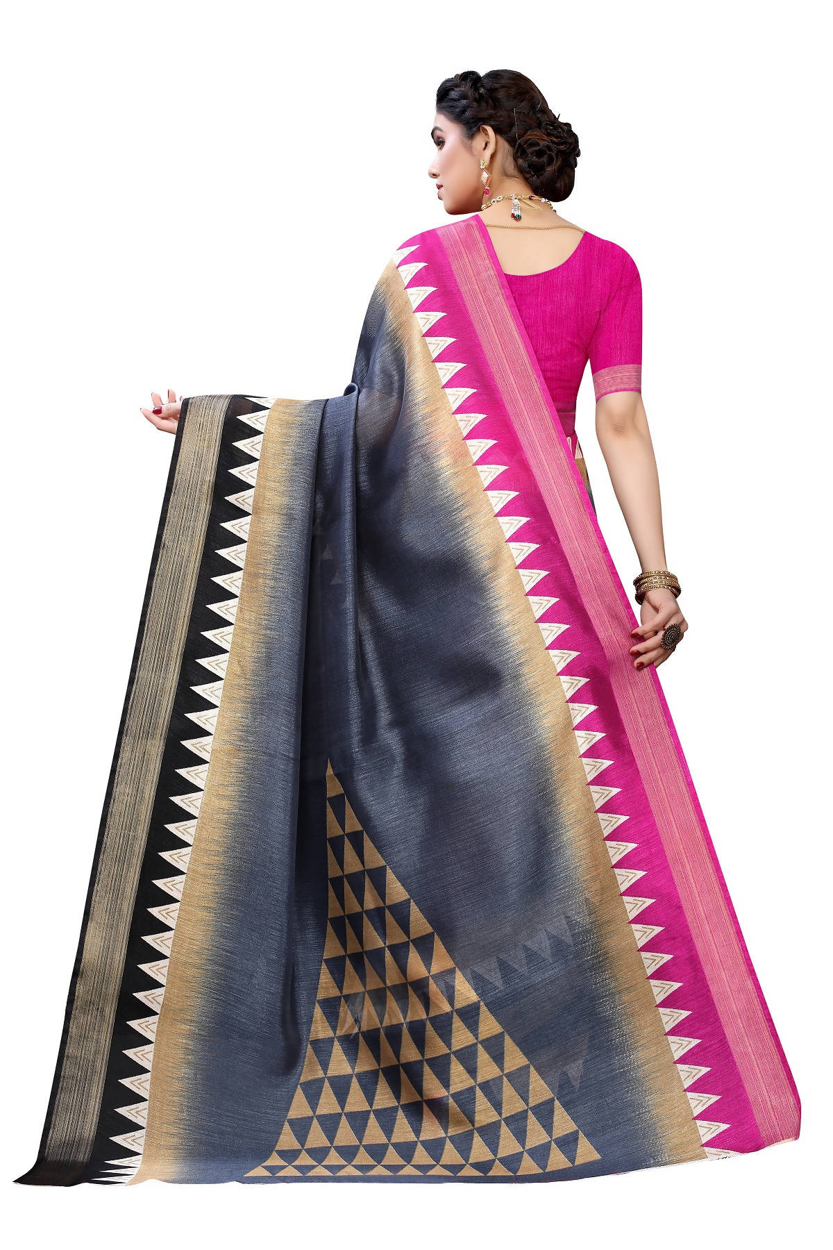 Vamika Grey Linen Jari Border Saree (GUNJAN GREY) - Distacart