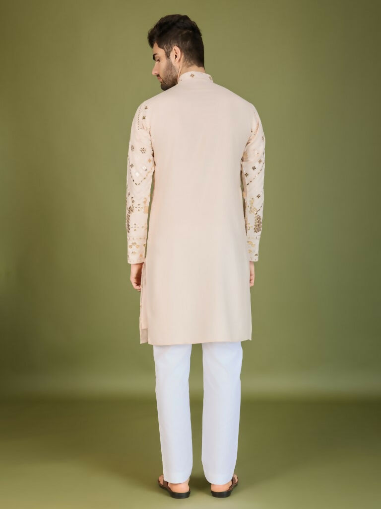Vastranavya Ivory Exclusive Festival Wear Pure Viscose Rayon Embroidered Sequence Work Kurta