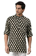 Janasya Men's Black Cotton Kurta - Distacart