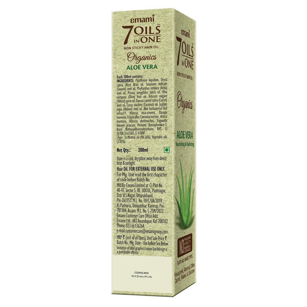Emami 7 Oils In One Organics Aloe Vera Hair Oil - Distacart