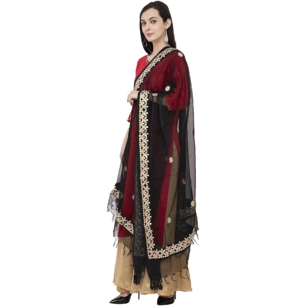 A R Silk Orgenza Gota patti Fancy Dupatta Color Black Dupatta or Chunni