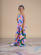 Snakes and Ladders Girls Multi Color Rotary Print Jumpsuit from Siblings Collection