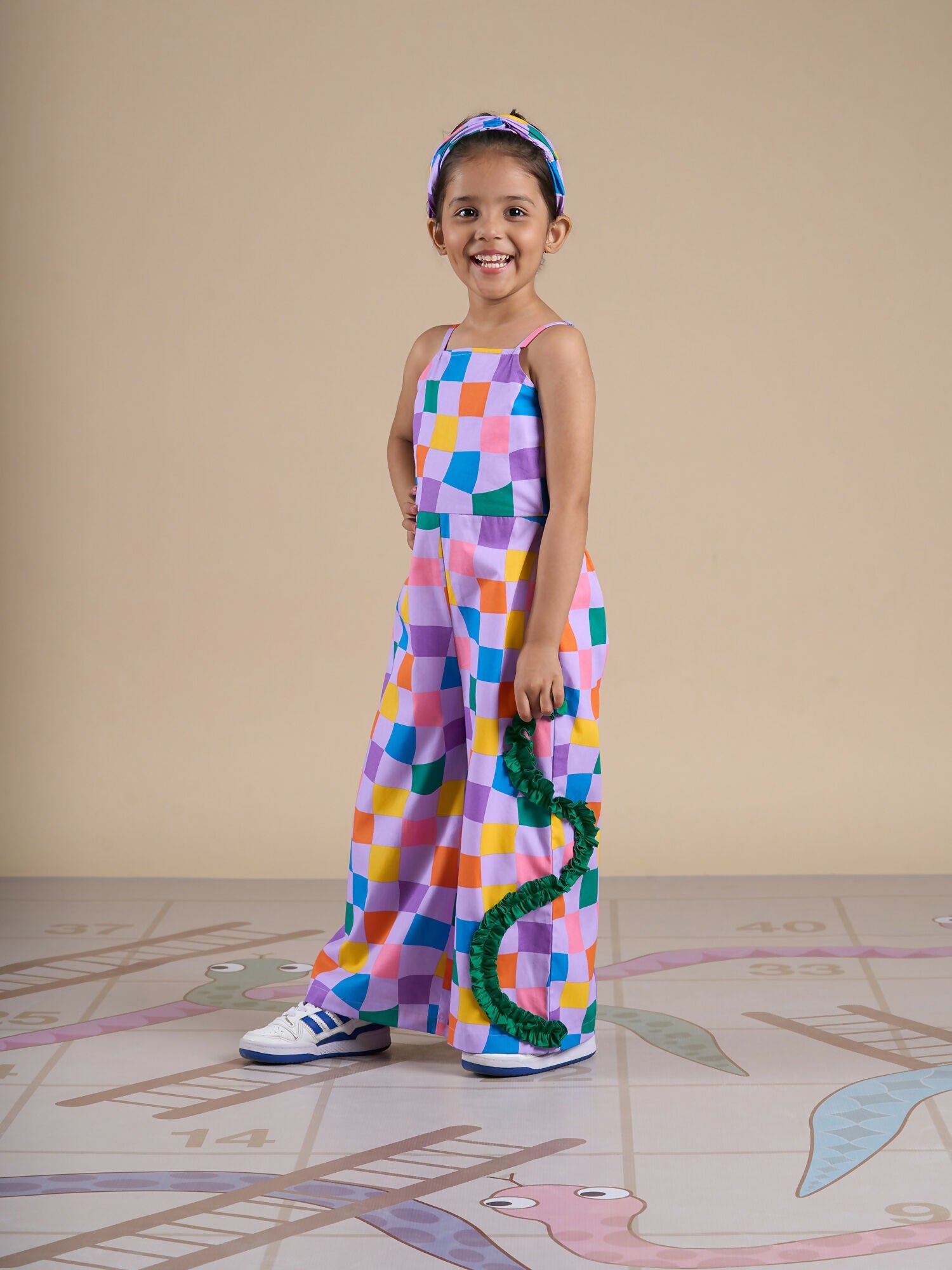 Snakes and Ladders Girls Multi Color Rotary Print Jumpsuit from Siblings Collection