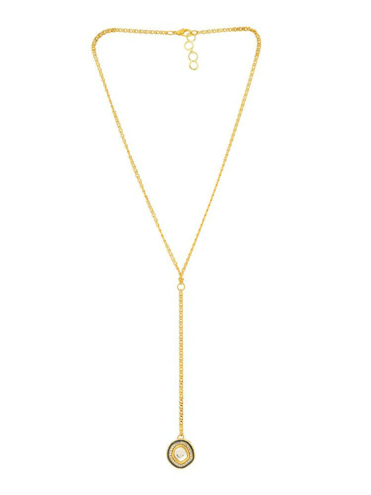 Gold Plated Kundan Necklace - Ruby Raang