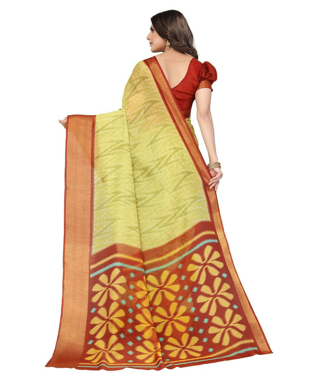 Vamika Cotton Light Green Jari Border Bollywood Style Saree (DINO LIGHT GREEN) - Distacart