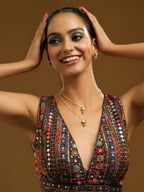 Ruby Raang Green Aventurine & Kundan Necklace with Studs