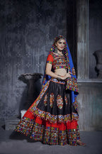 AI Fashion Black-Red Art Silk Designer Navratri Lehenga Choli Collection