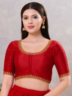 Joban Fashion Women Silk Dark-Red Stitched Blouse