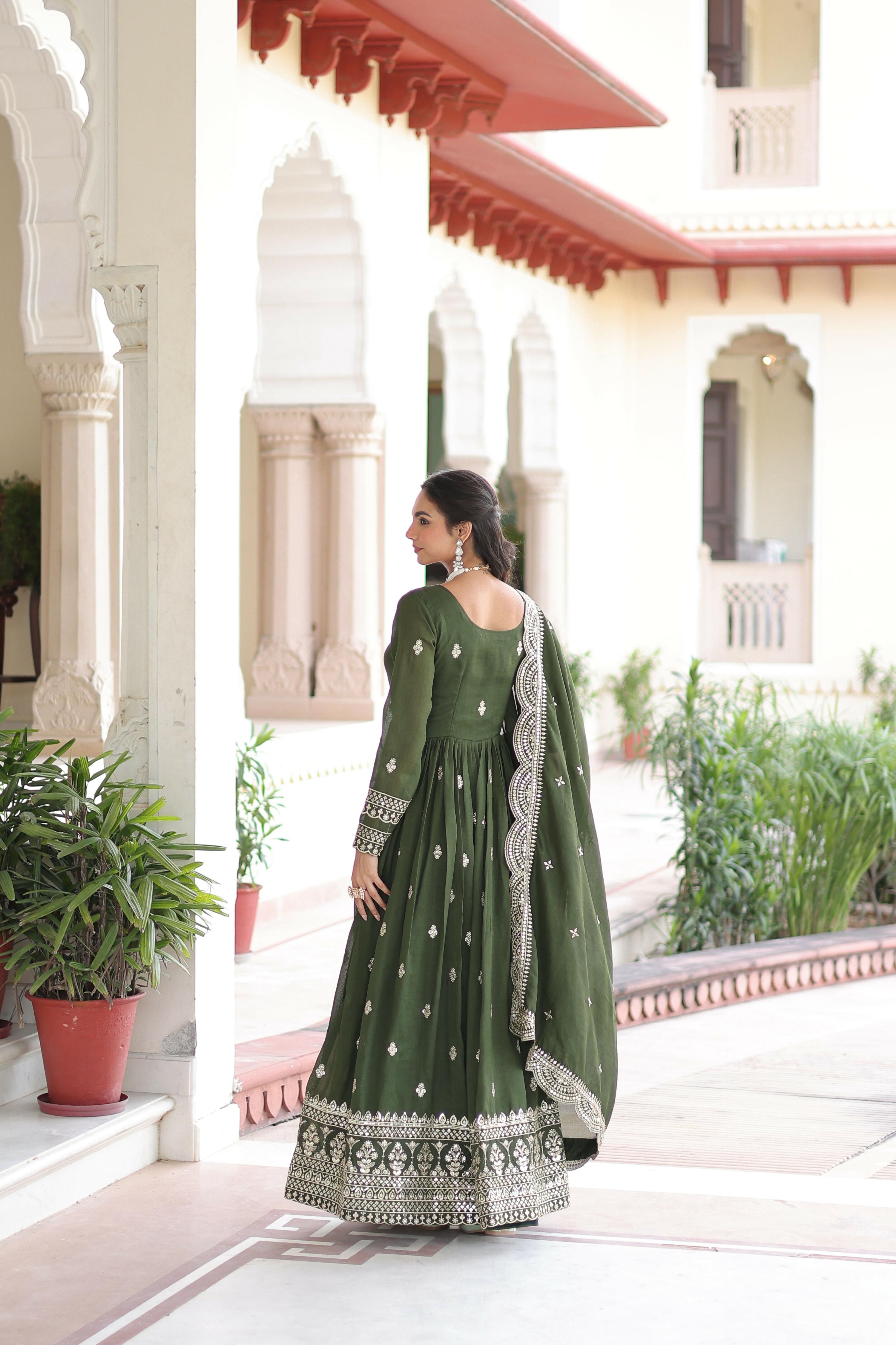 Joban Fashion Green Readymade Kurta Set With Sequence embroidery Work - Distacart