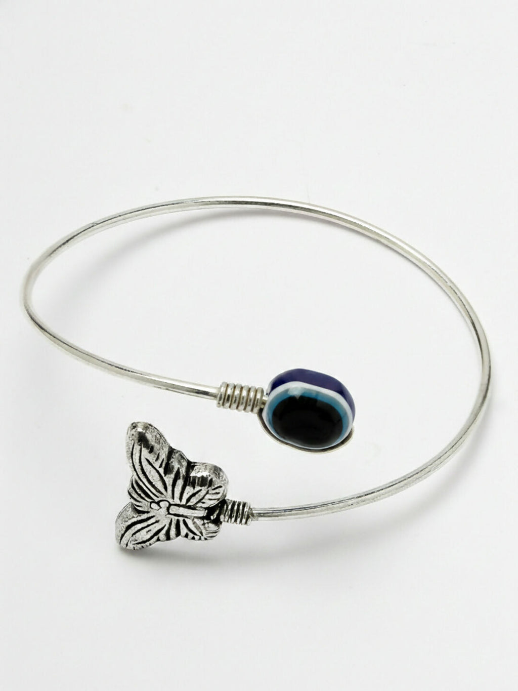 NVR Women Rhodium Plated Evil Eye Kada Bracelet - Distacart