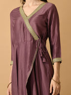 Myshka Women's Mauve Solid Party Kurta Sets
