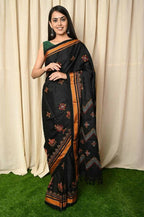 Very Much Indian Khun Saree Cotton Resham Handwoven Chrome Yellow & Black - Distacart