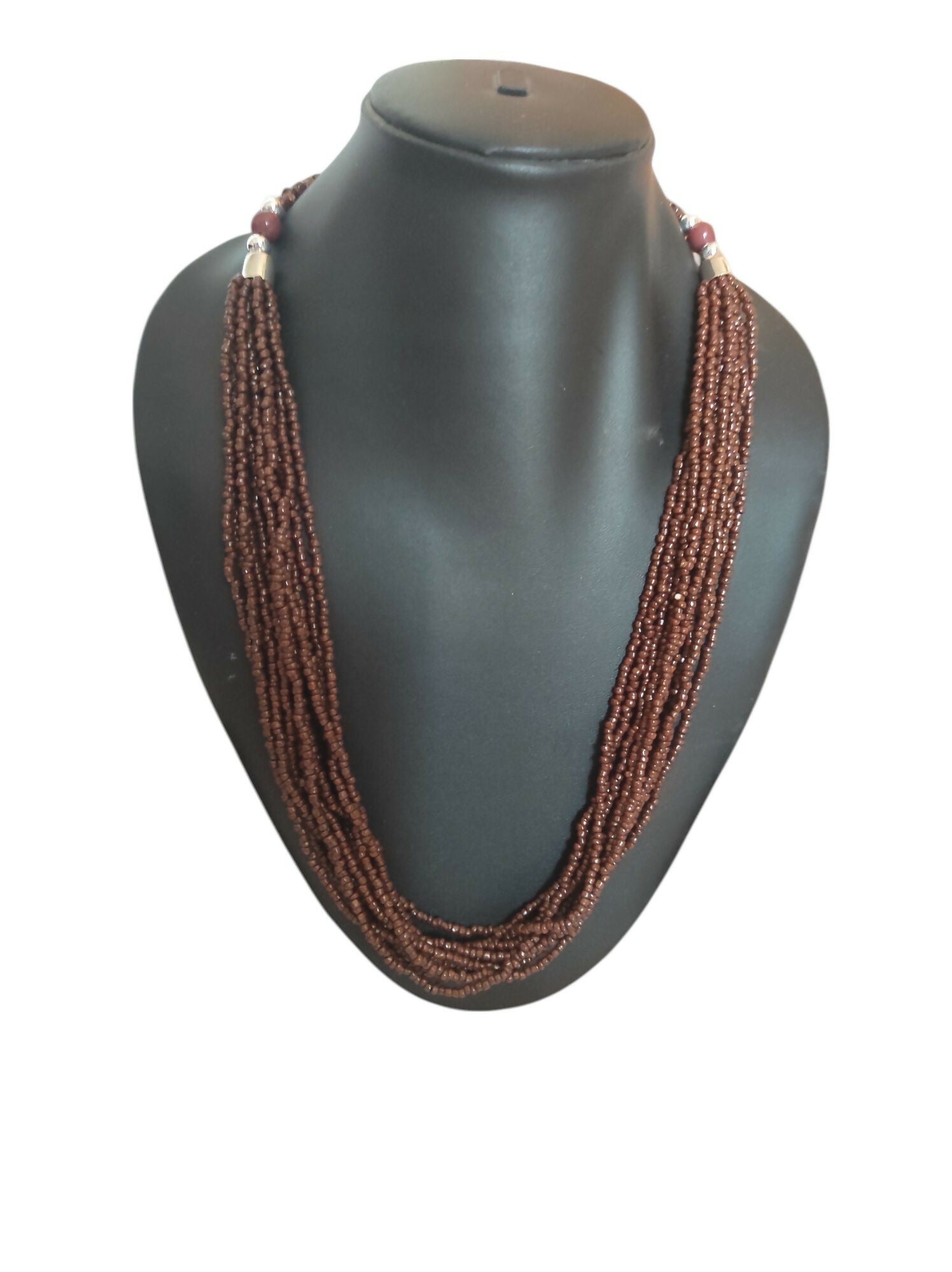 Inhanns Bloom Handmade Beaded Only Necklace - 12 Layers - Coffee Necklace