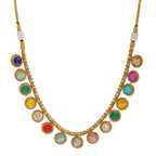 Multi Colored Stone in Gold Choker with Earrings (Multi Color) - Ruby Raang