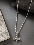 NVR Men's Silver-Plated Stainless Steel Pendant with Chain