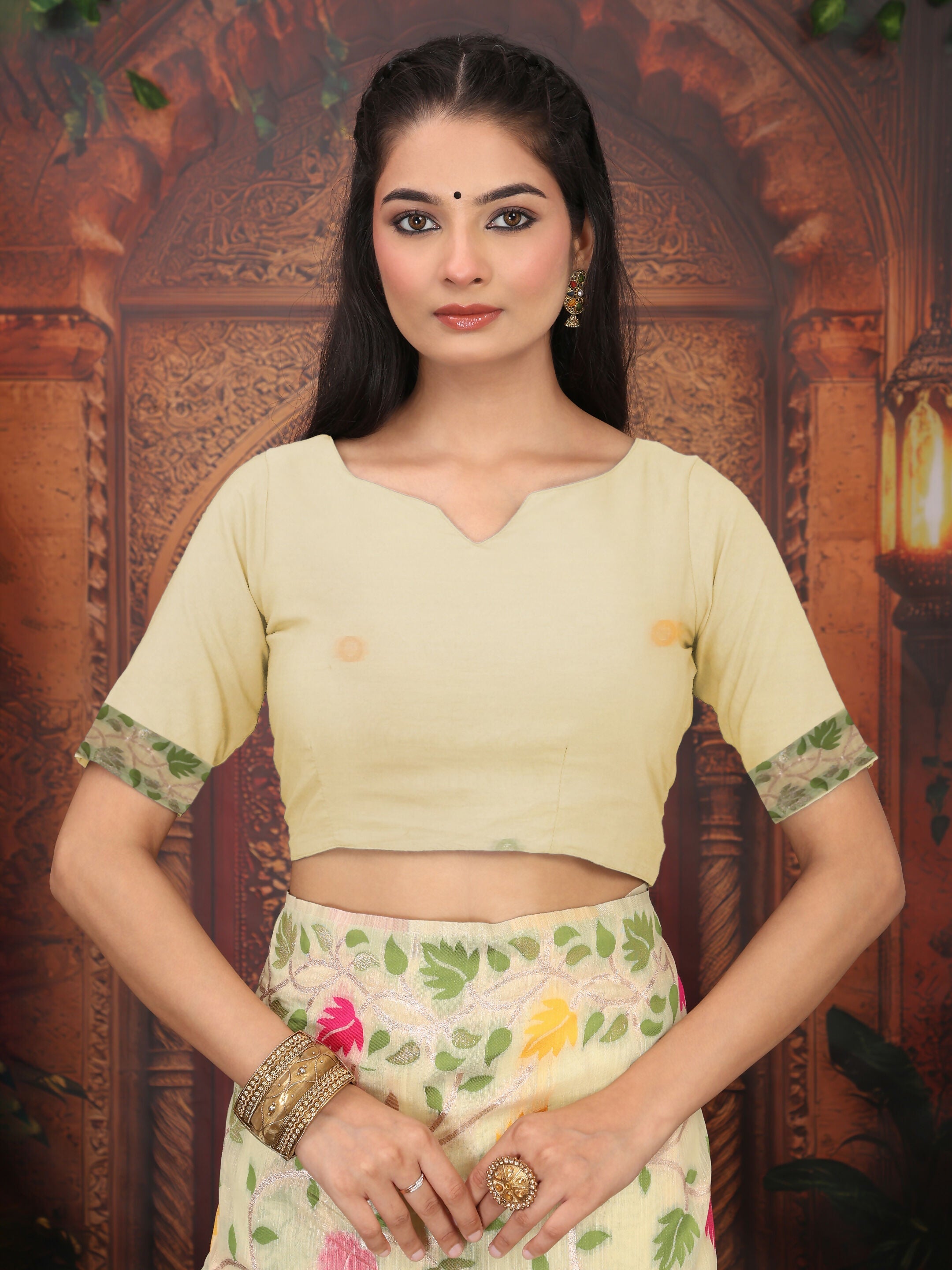 Shree Shyam Fashion Linen Cotton Cream Saree - Distacart