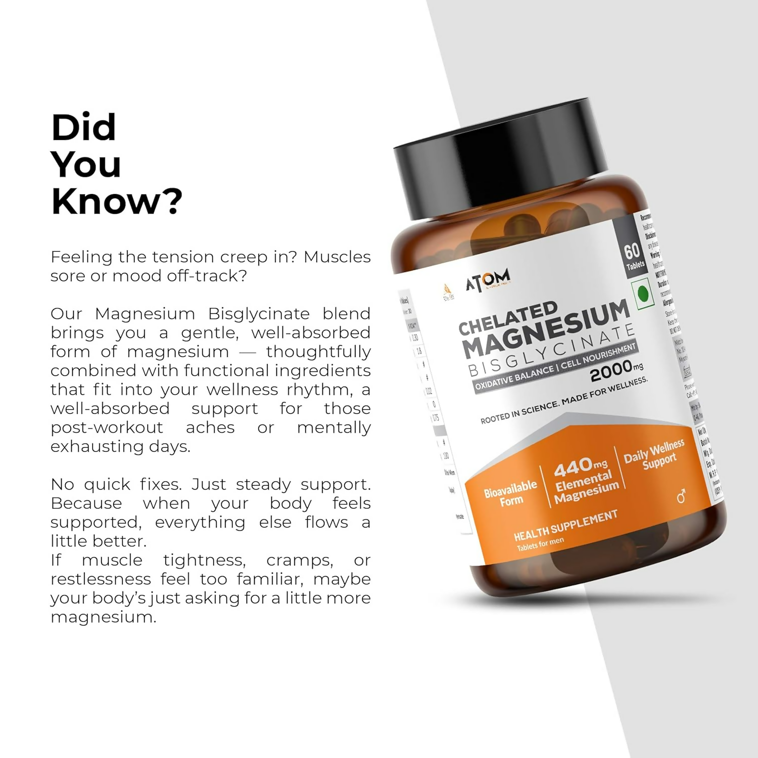 As-It-Is Atom Magnesium Bisglycinate Chelated Veg Tablets