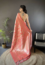 Joban Fashion Onion Pink Flower Jall Pattern Soft Silk Banarasi Saree - Distacart