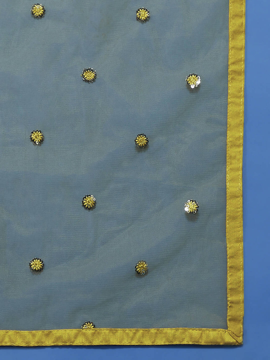 House of Panchhi Mustard Net Sequinse Work Lehenga & Blouse, Dupatta