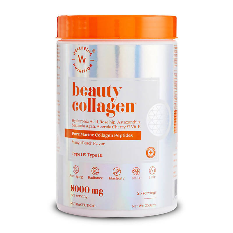 Wellbeing Nutrition Beauty Korean Marine Collagen Peptides-Mango Peach Flavor - Distacart