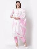 Myshka Pink Color Silk blend Embroidered Kurta With Pant Dupatta Set