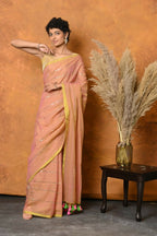 Very Much Indian Designer Mul Cotton Handloom Saree with Sequins - Peach