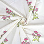 Floral Hand Block Printed Double 90x108 Inches Bedspread with 2 Pillow Covers