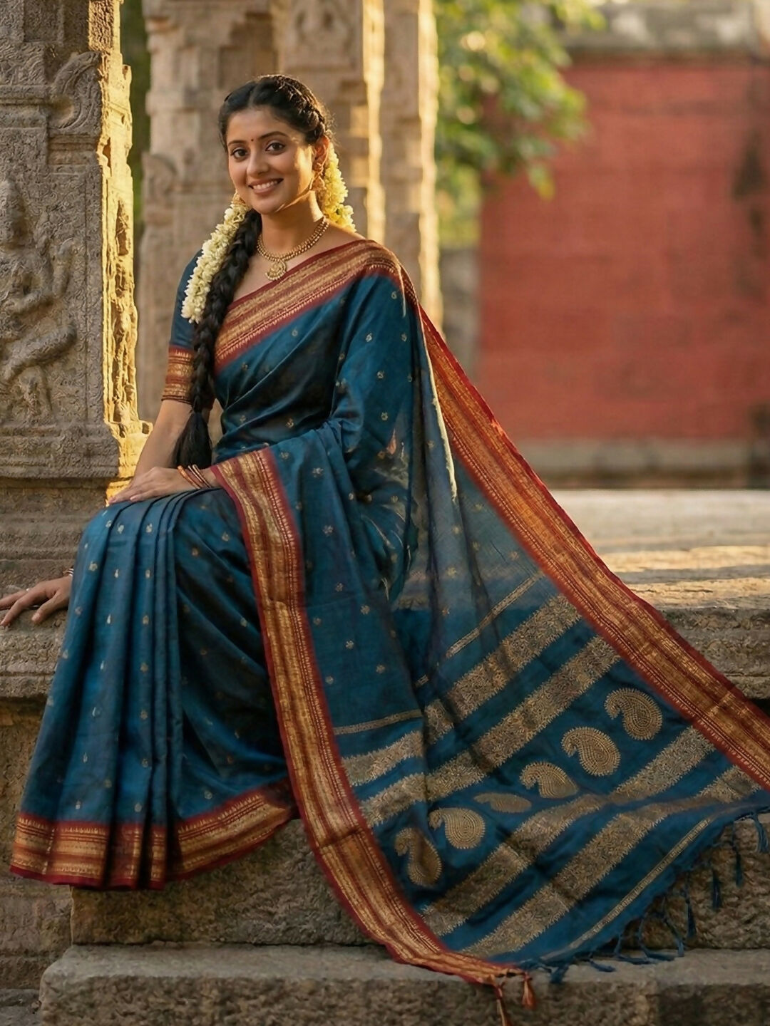 Shree Shyam Fashion Teal Cotton Saree - Distacart