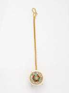 NVR Women's Gold-Polished CZ Stone-Studded Borla Maang Tikka - Distacart