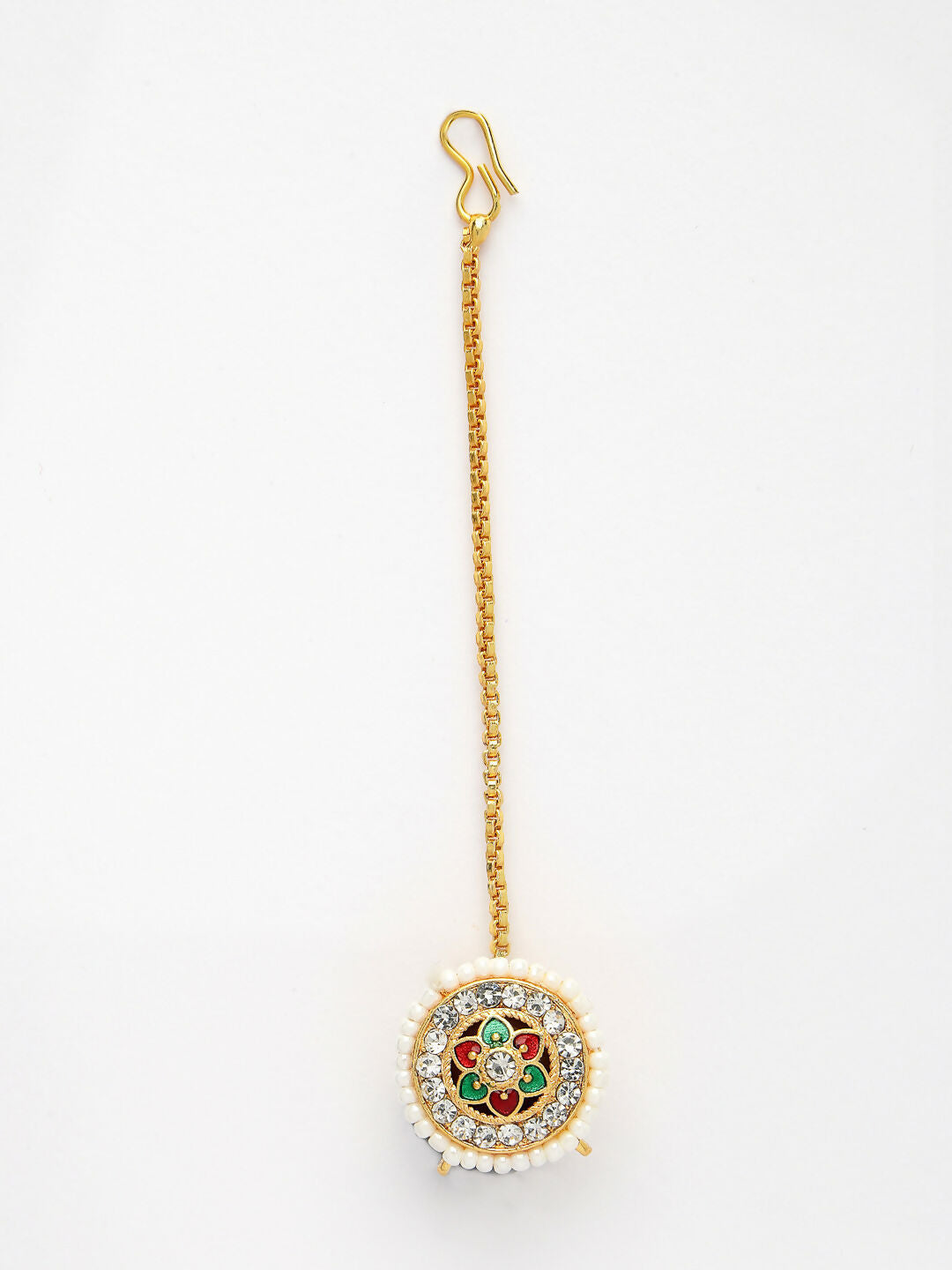 NVR Women's Gold-Polished CZ Stone-Studded Borla Maang Tikka - Distacart