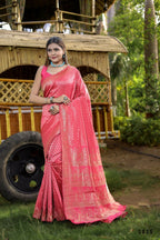 Partywear Designer Peach Banarasi Silk Fancy Saree - Starwalk